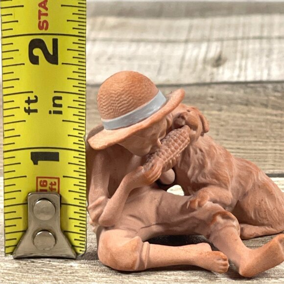 John Imhoff USA Terracotta Homestead Life Boy & Dog Figurine Signed Pottery VTG - Picture 11 of 12